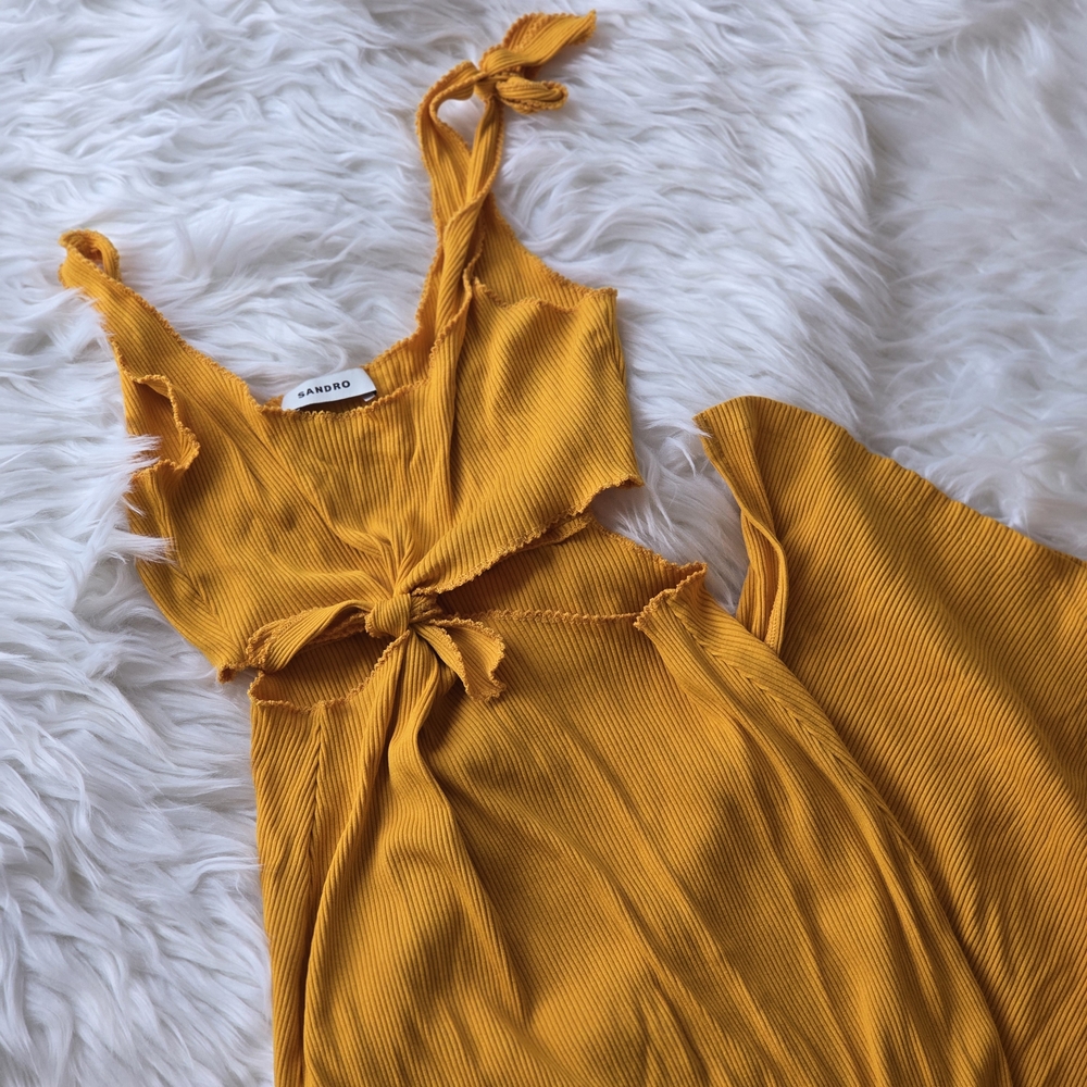 Sandro Golden Yellow Tie-Front Dress